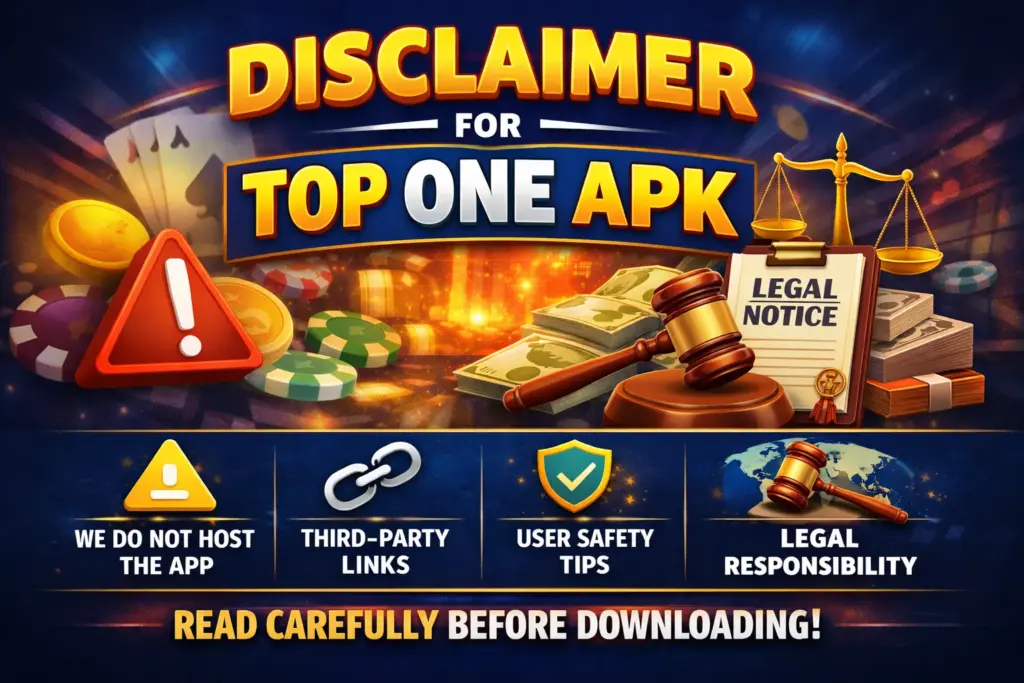 TOPONE Game disclaimer and important user information